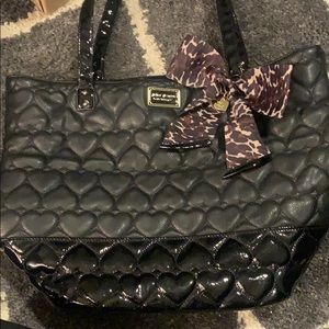 Black quilted tote bag